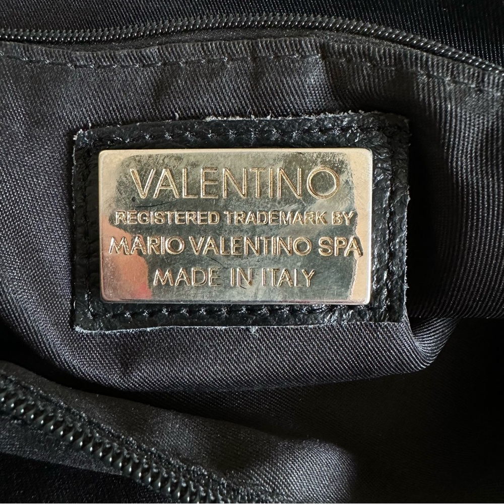 Valentino Black Leather Satchel with Gold color Hardware. - Picture 5 of 15